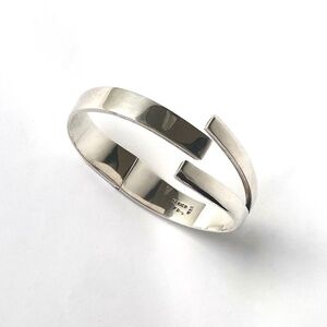 Taxco Mexico 925 Silver Hinged Forked Bypass Bracelet Unisex 7.5" 55g *80s/90s*